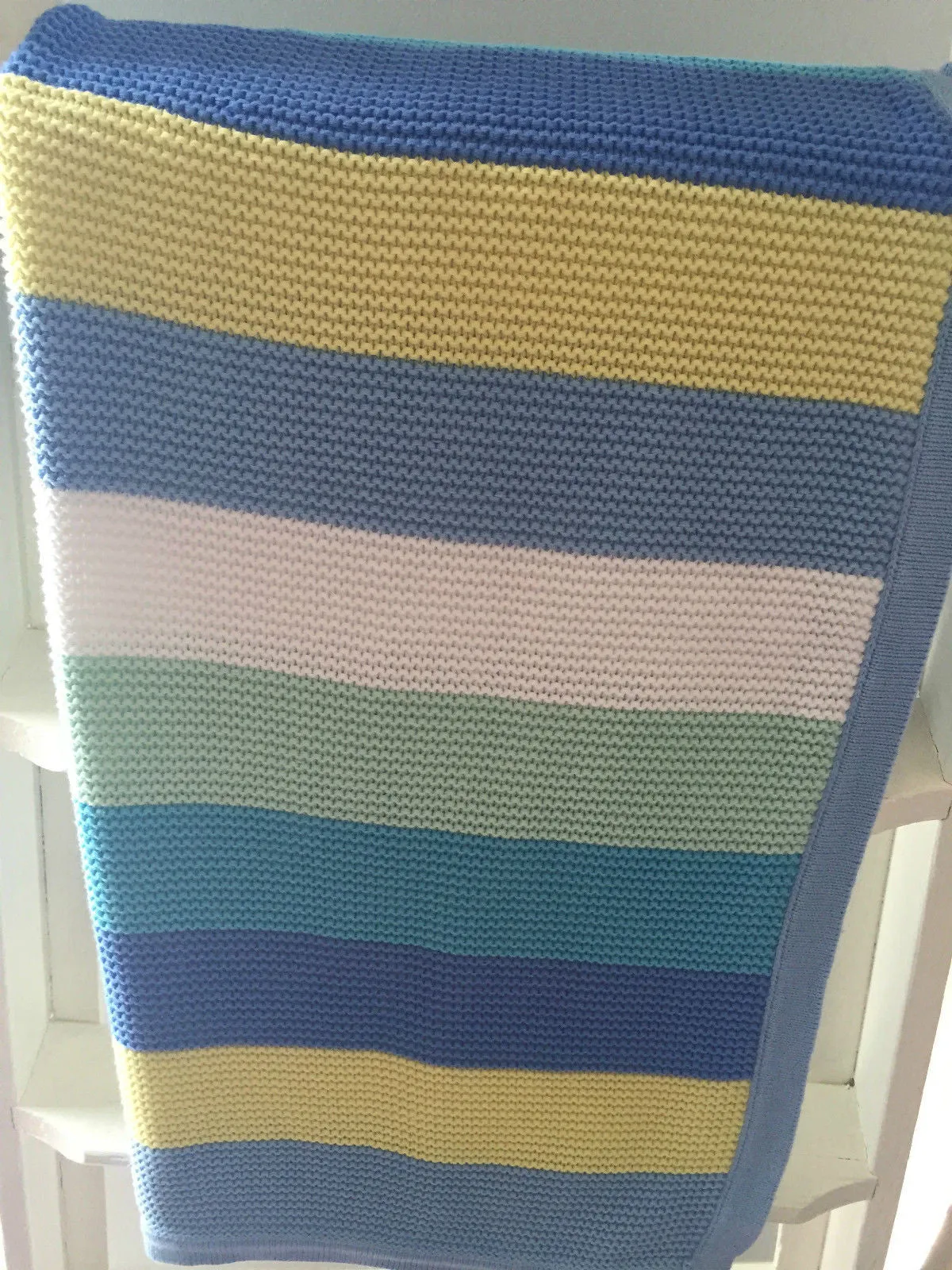 Funky Stripe 100 % Cotton Knit Baby Blanket Sale in Blue