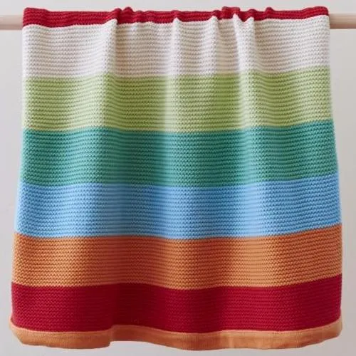 Funky Stripe Baby Boys Girls 100% Cotton Soft Knit Blanket Sale