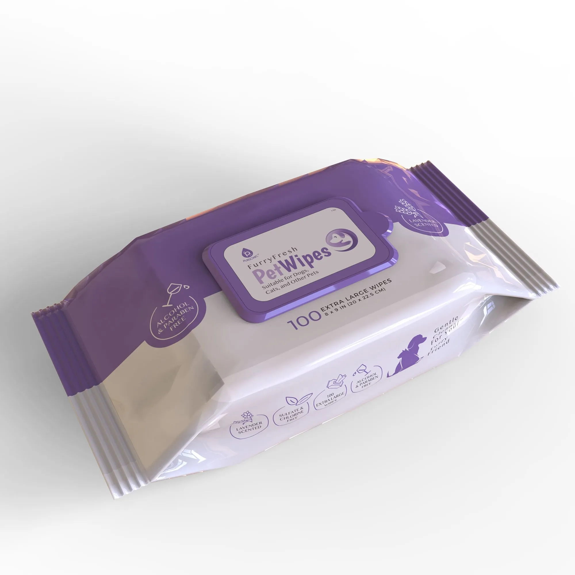 Furry Fresh Pet Wipes - Lavender Scented, 100 Extra Large Wipes