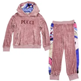 Girls Dusty Pink Velvet Sweatshirt Set