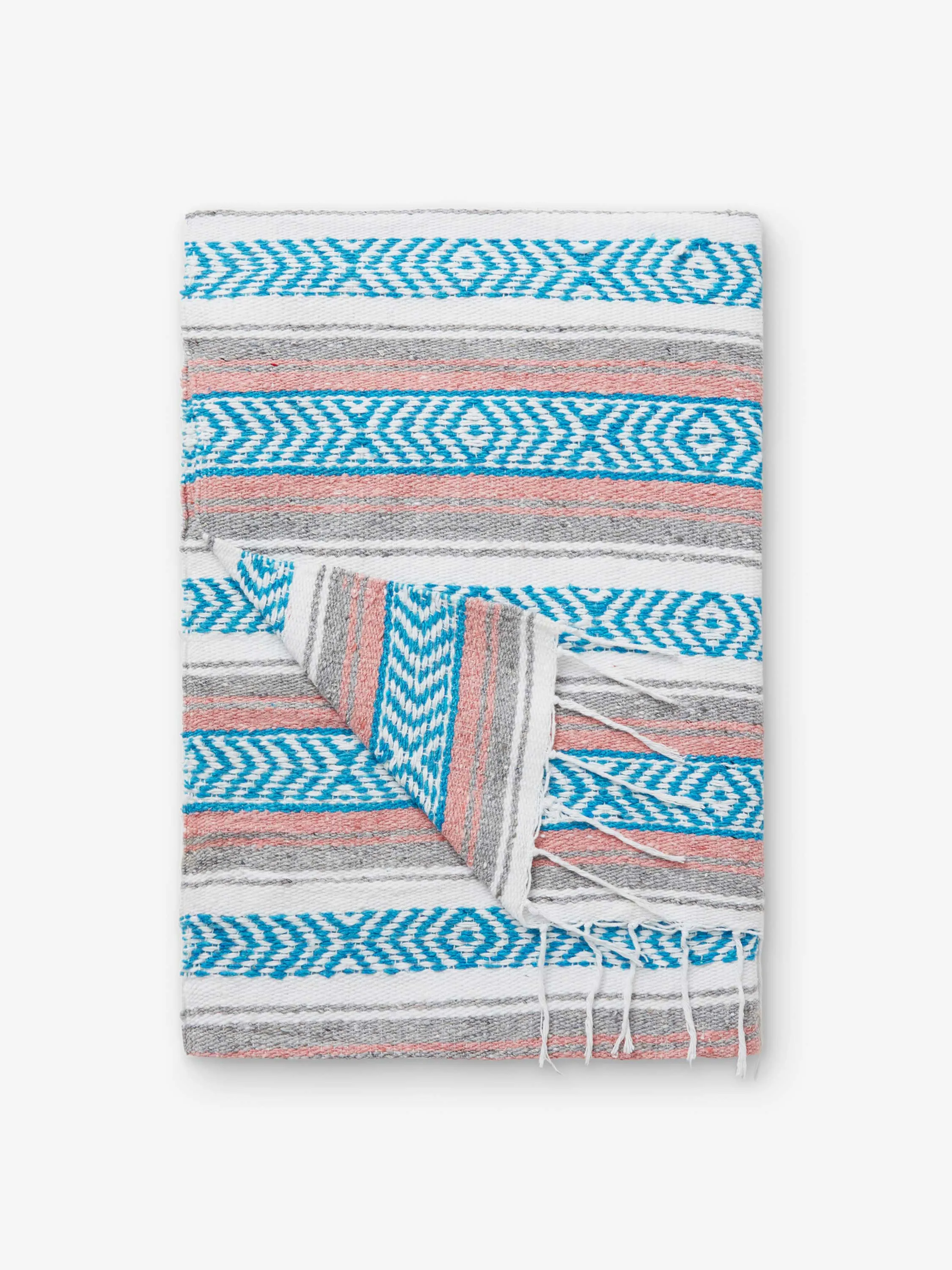 Gray Blush Traditional Mexican Blanket