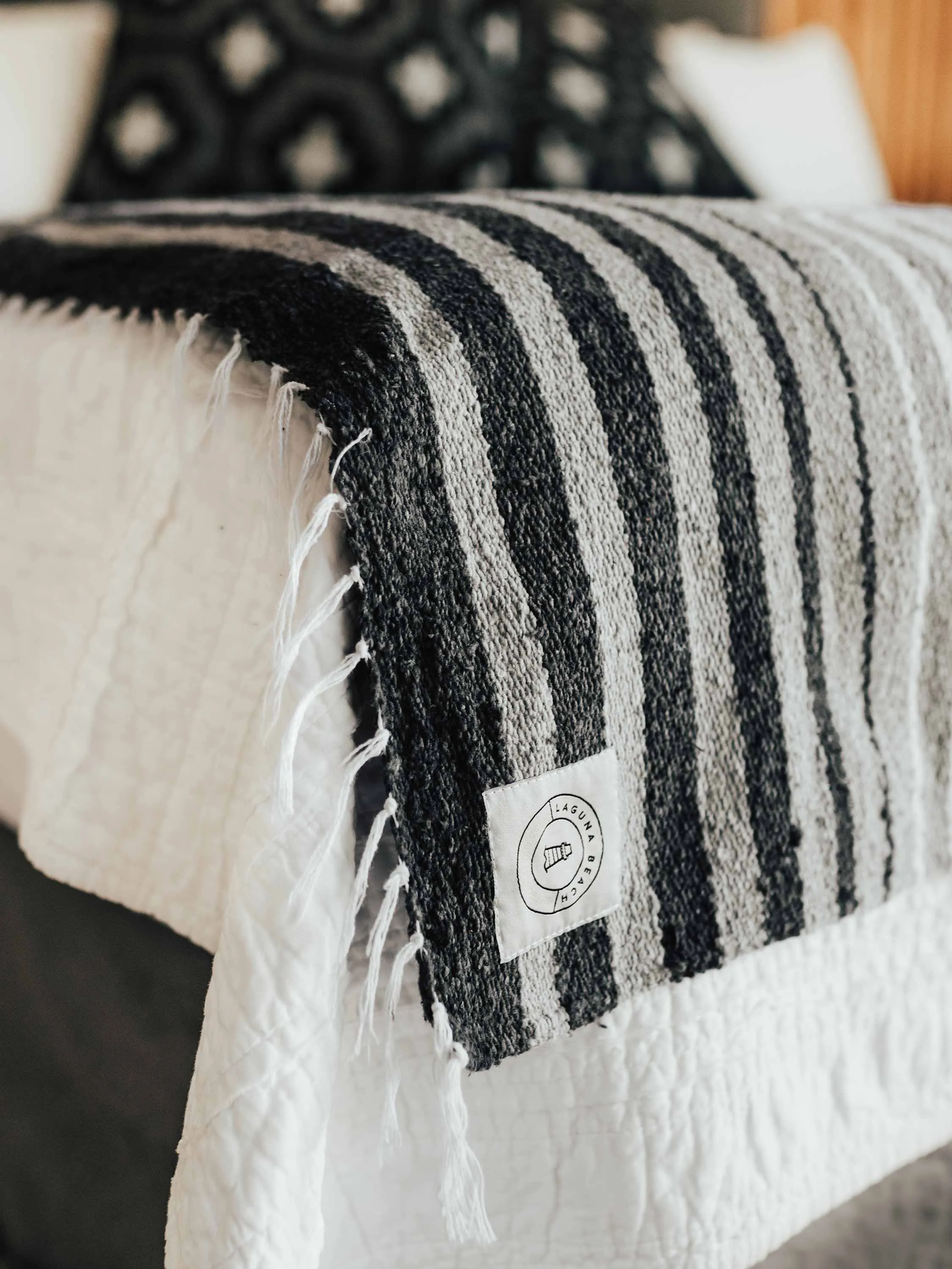 Gray Tulum Mexican Blanket