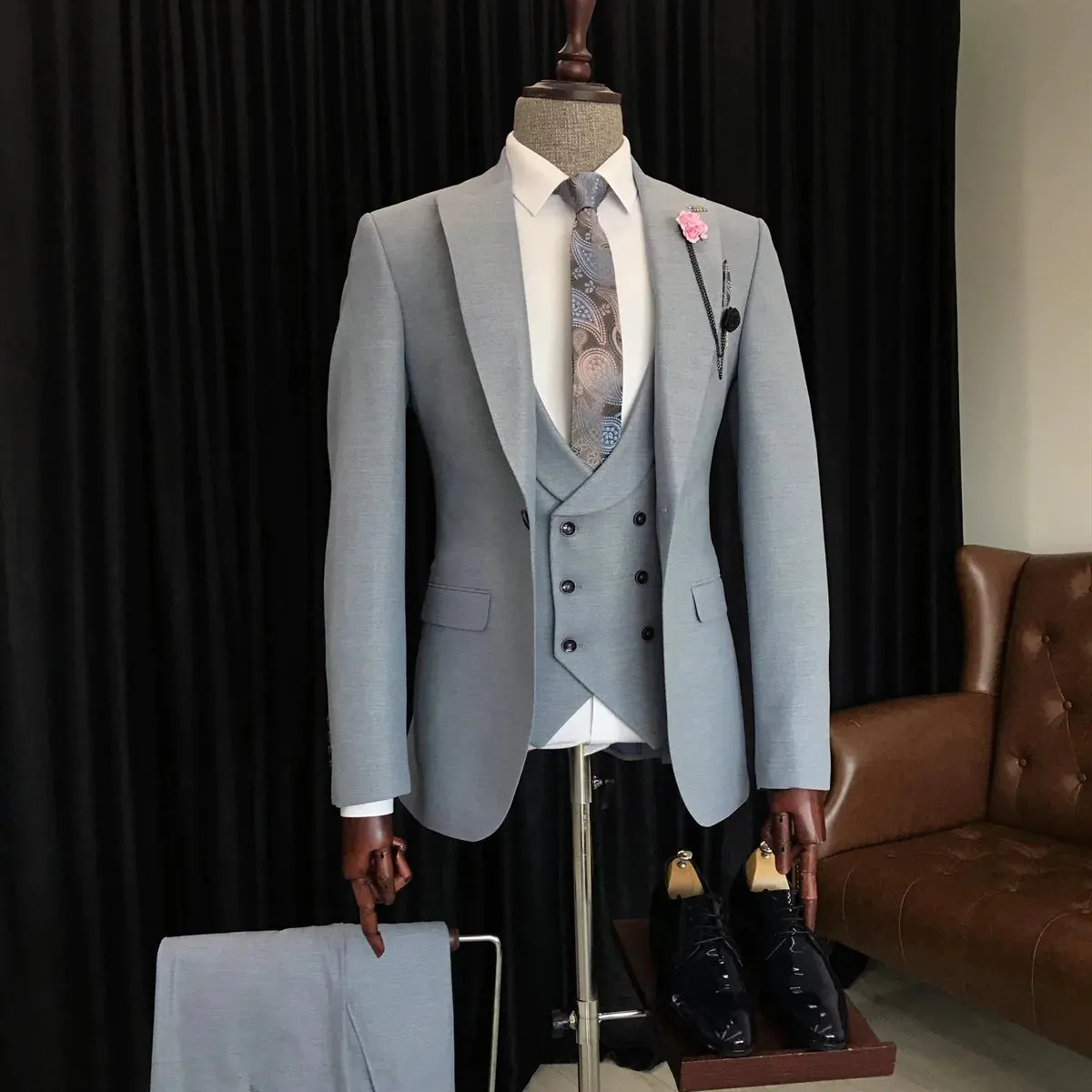 Grey Single Breasted 3 Piece Suit by Italian Vega®