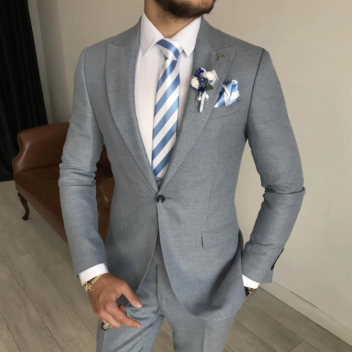 Grey Single Breasted 3 Piece Suit by Italian Vega®