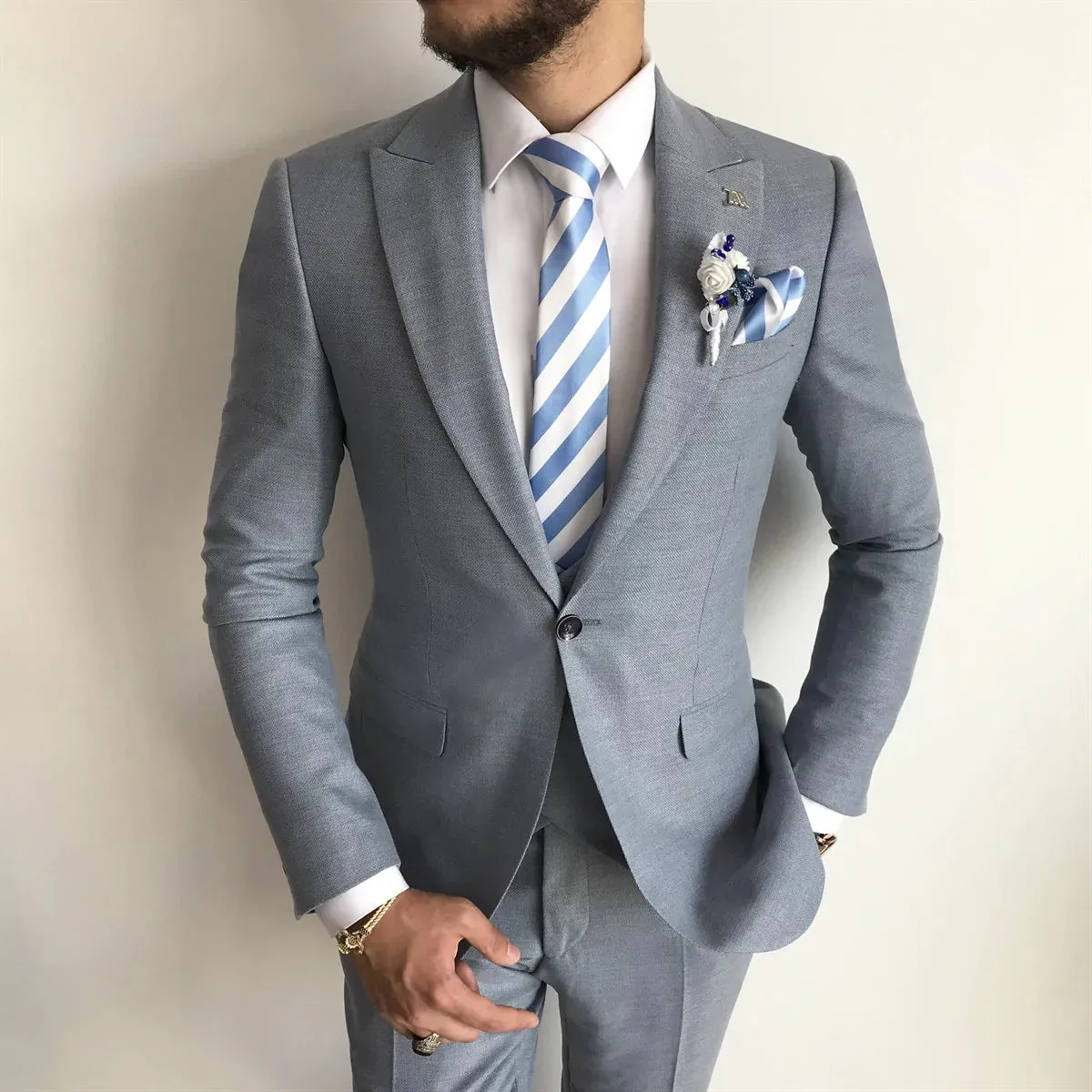 Grey Single Breasted 3 Piece Suit by Italian Vega®