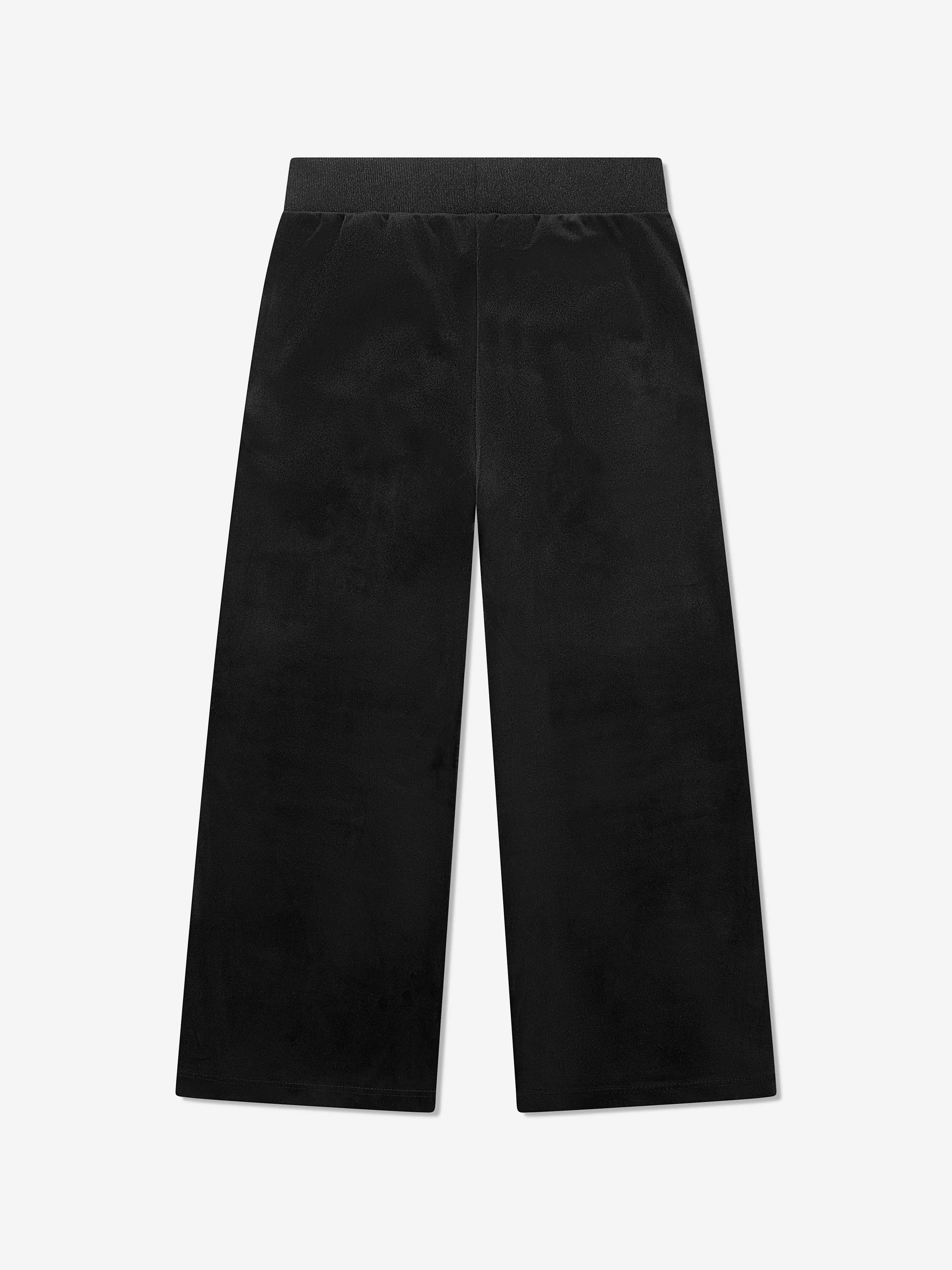 Guess Girls Velour Wide Leg Joggers in Black