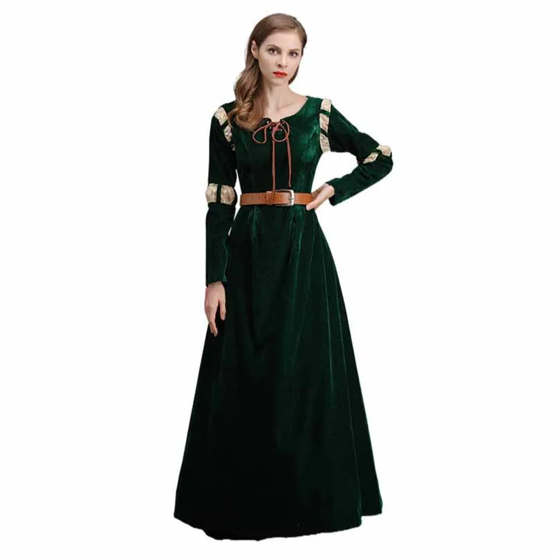 Halloween costumes cosplay dress dark green women's court dresses