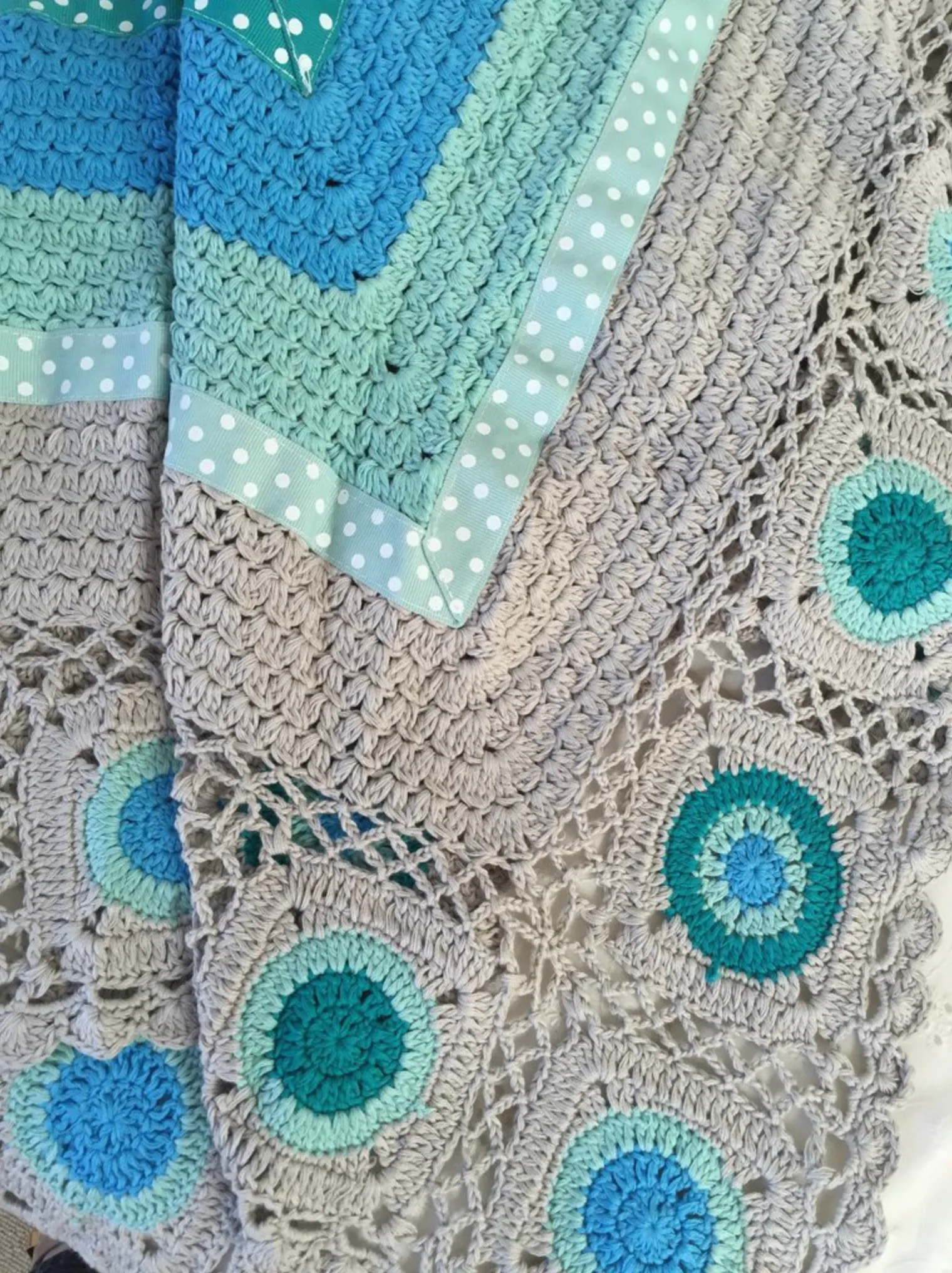 Hand Crochet baby blanket in Teal