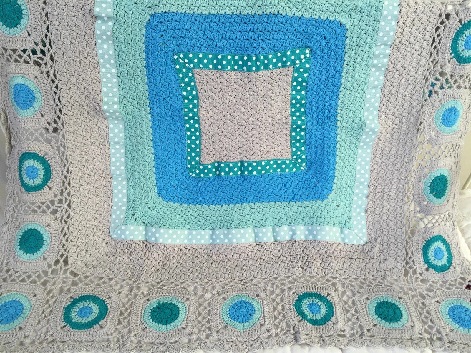 Hand Crochet baby blanket in Teal