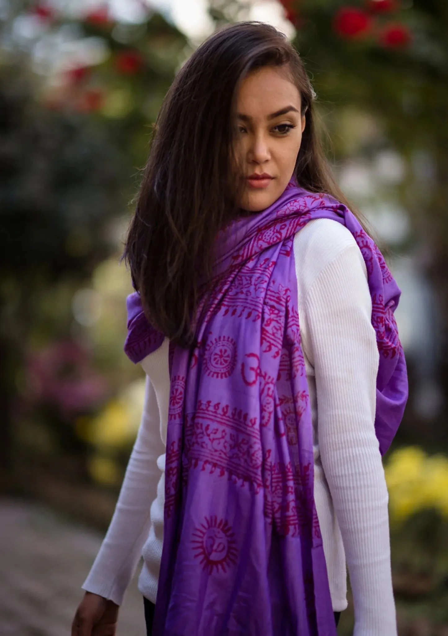 Hari Om Purple  Prayer Shawl