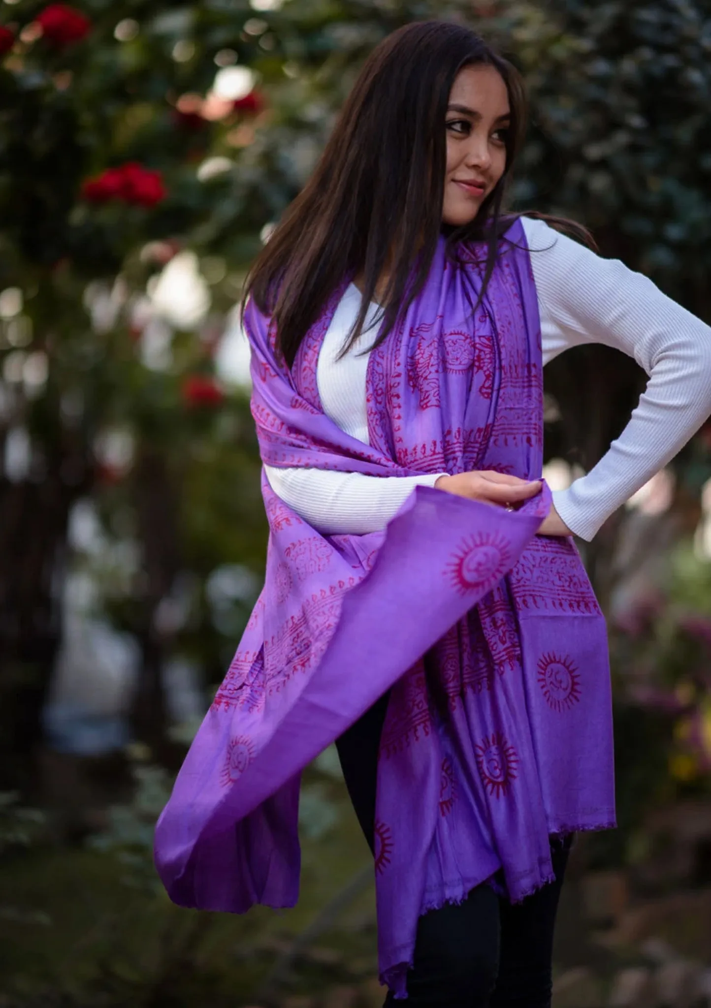 Hari Om Purple  Prayer Shawl