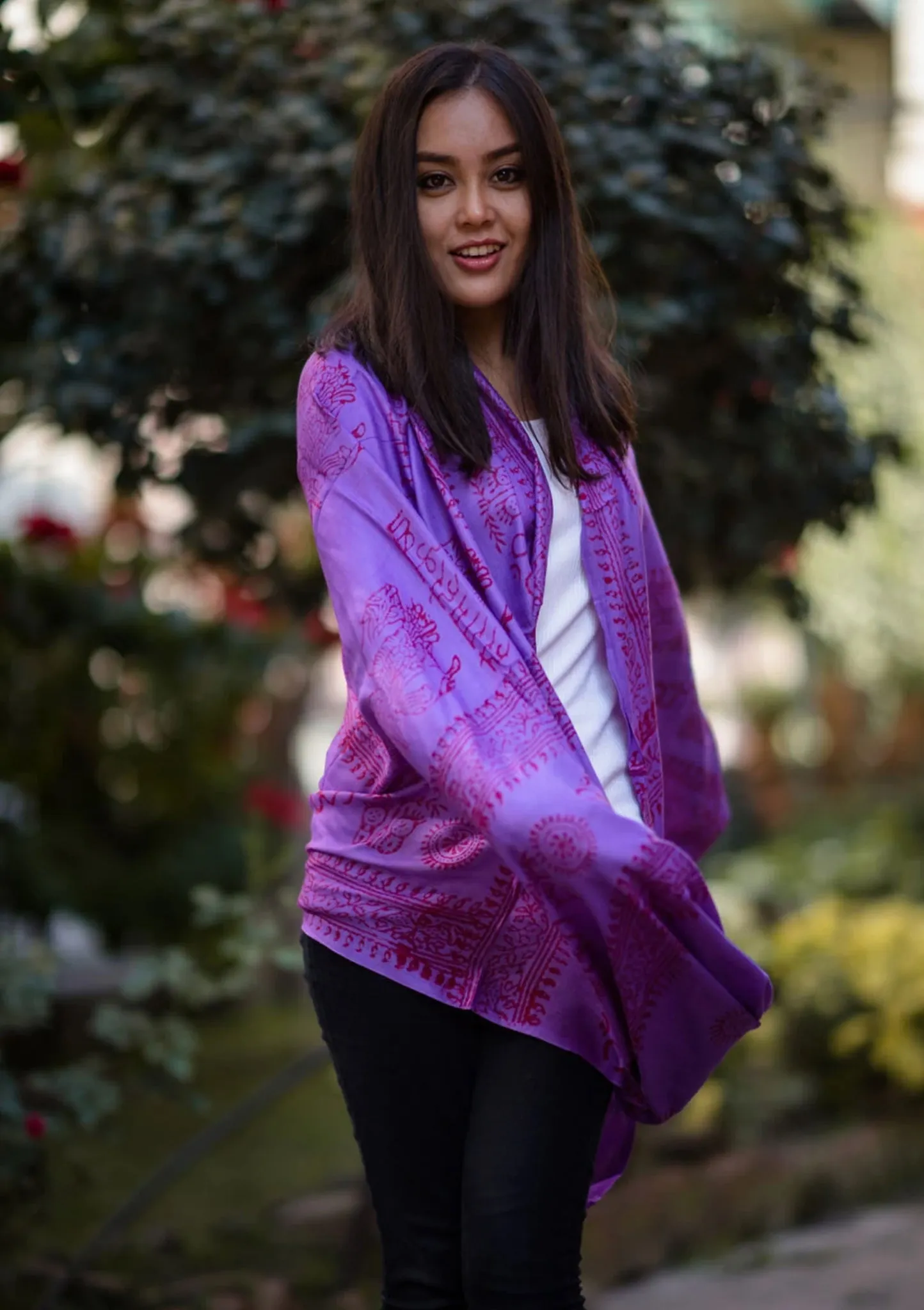 Hari Om Purple  Prayer Shawl