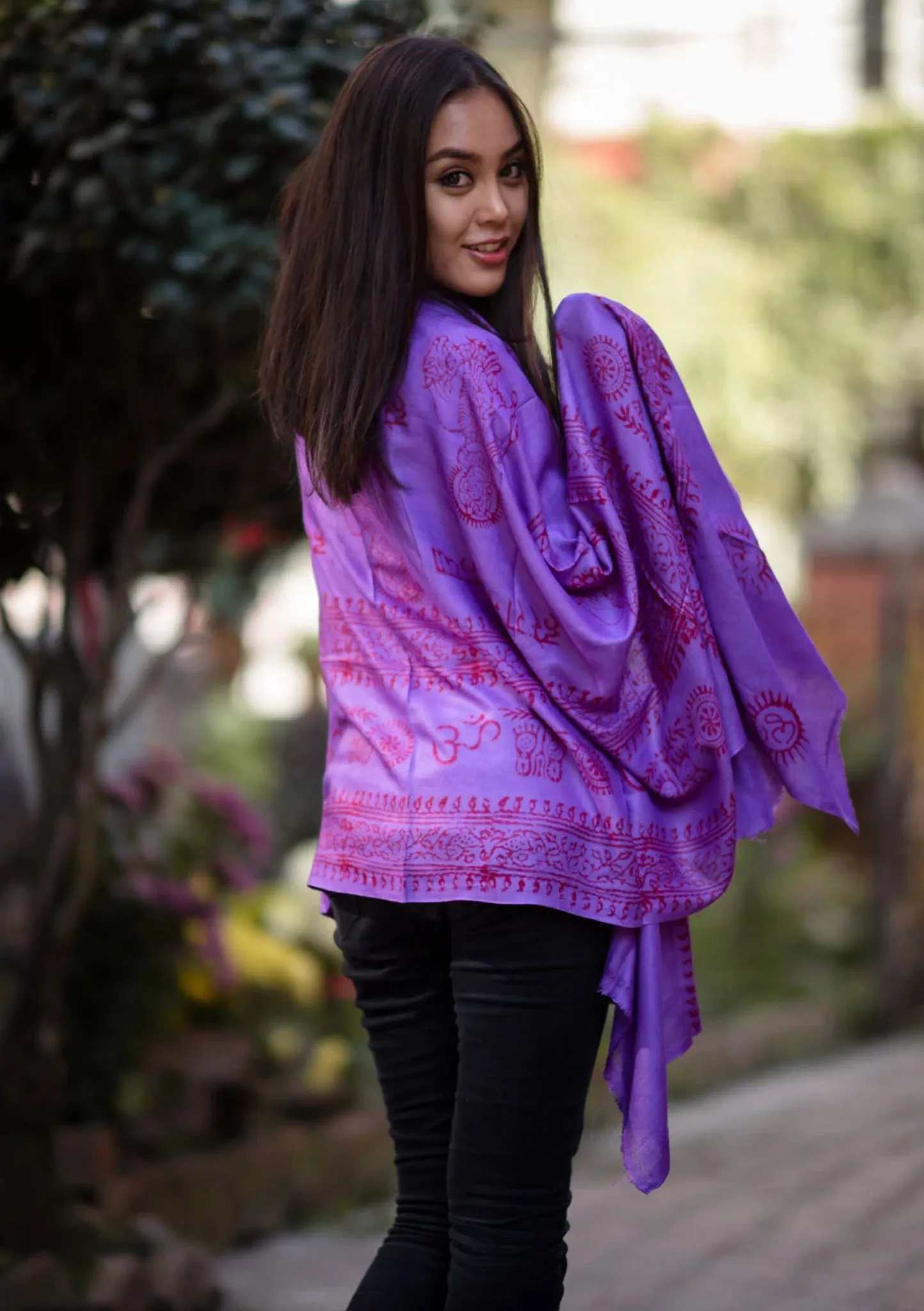 Hari Om Purple  Prayer Shawl