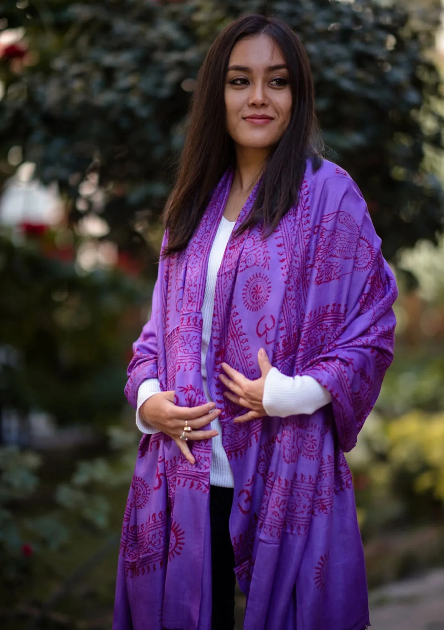 Hari Om Purple  Prayer Shawl