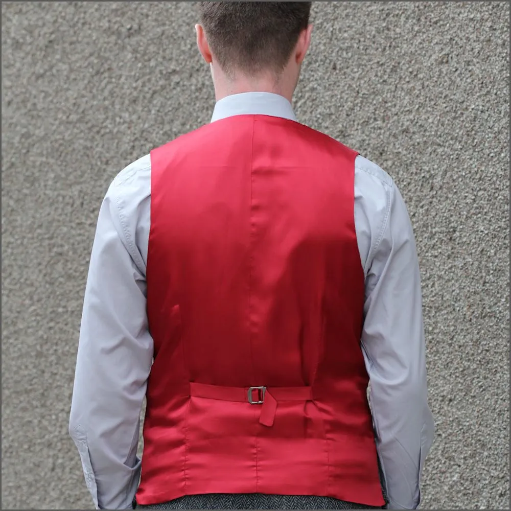 Harris Tweed  Grey Herringbone Waistcoat--