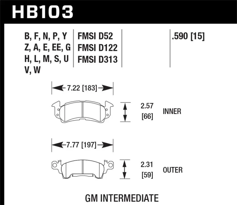 Hawk Disc Brake Pads - DTC-60 w/ 0.590 Thickness