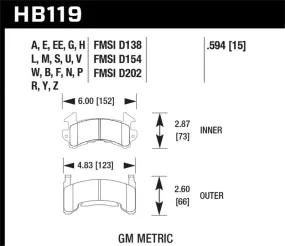 Hawk Performance DTC-60 Compound Brake Pads High Torque High Temperature GM Metric Caliper - Set of 4