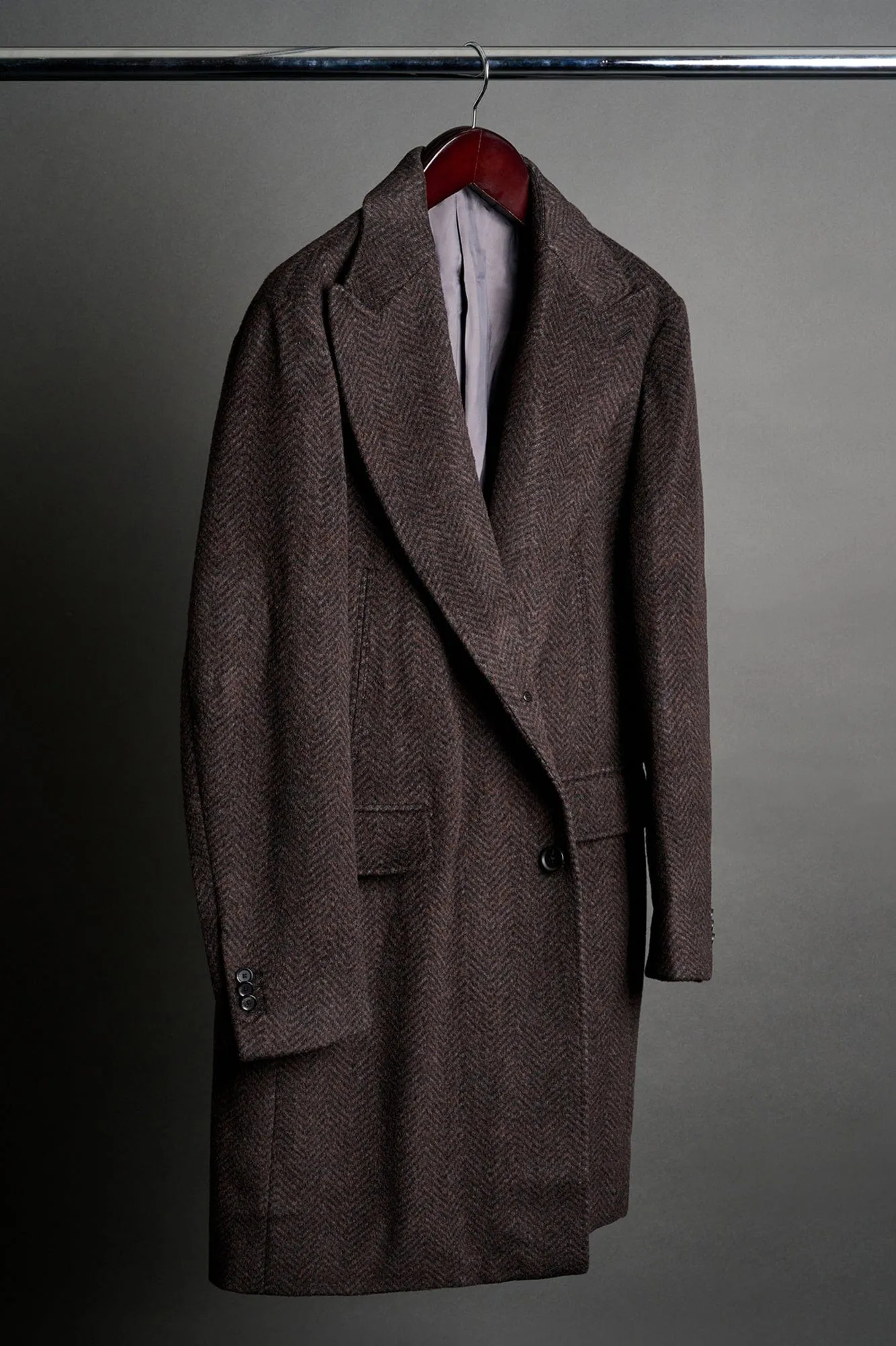 Herringbone Wool Blend Overcoat