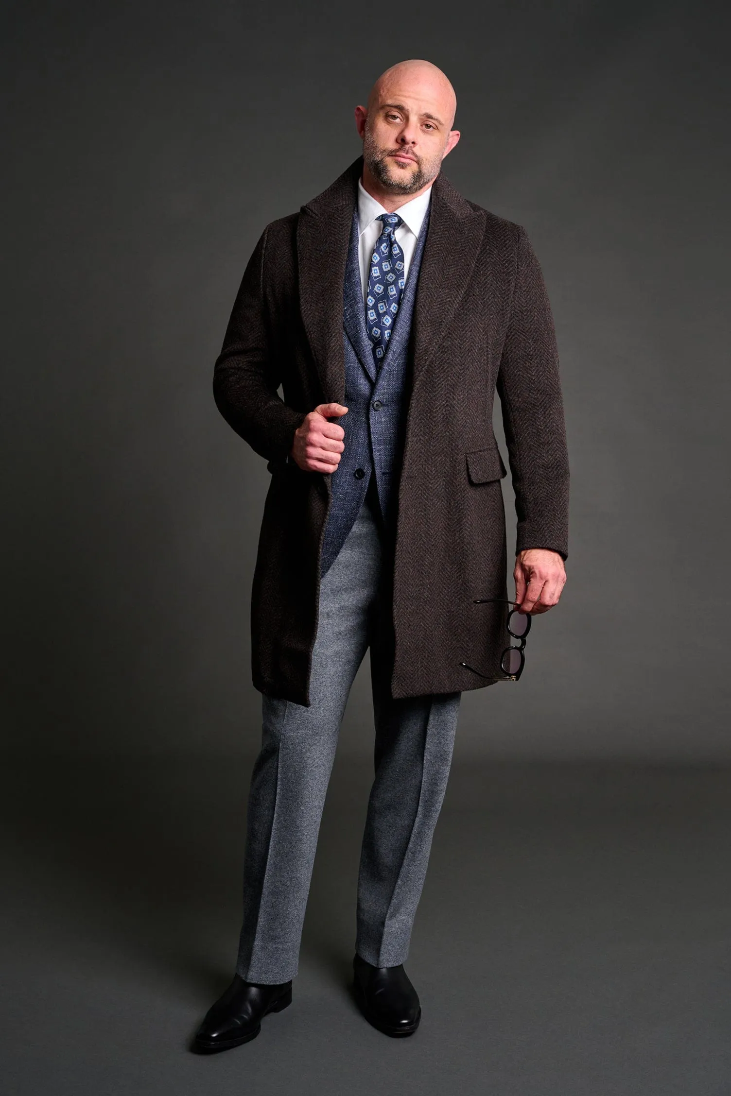 Herringbone Wool Blend Overcoat