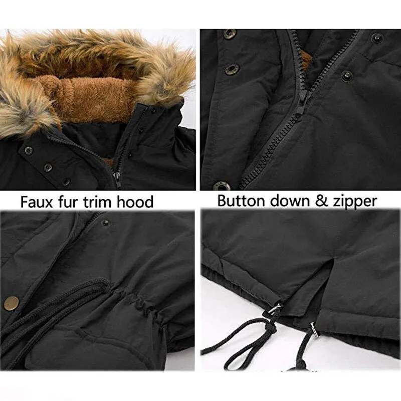 Hooded fur collar winter warm jacket