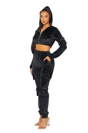 Hot & Delicious Women's Better Days Velvet Hooded Crop Top Sweater