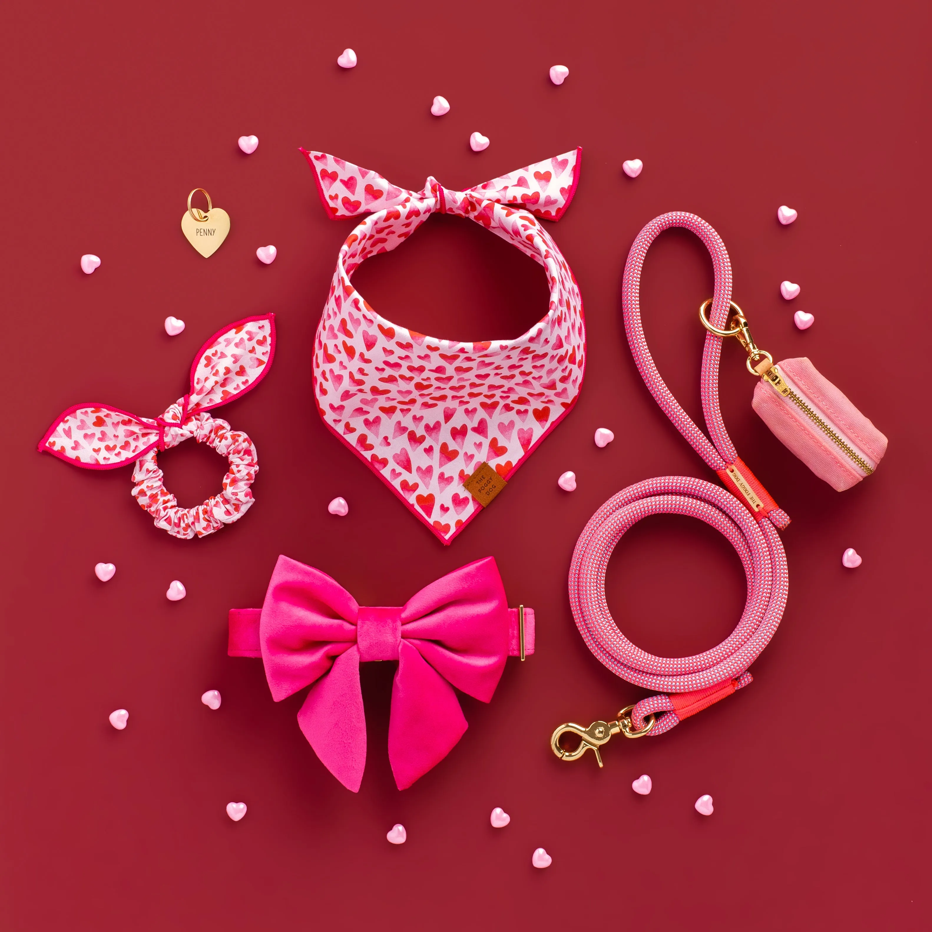 Hot Pink Velvet Lady Bow Collar