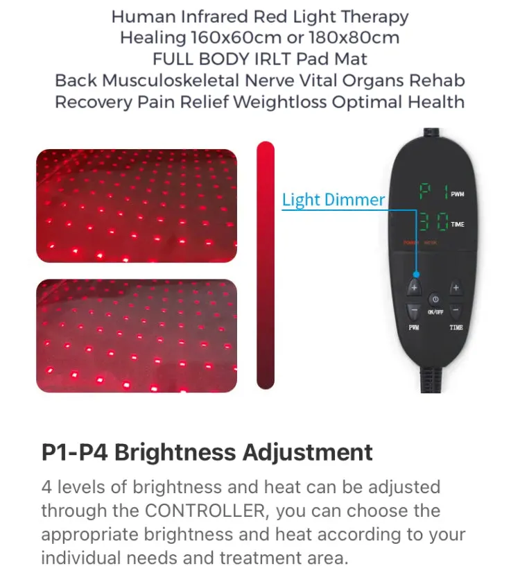 Human FULL BODY BLANKET PAD MAT Infrared Red Light Therapy Multipurpose - Back Vital Organs Musculoskeletal Overall Pain Relief Healing Recovery Rehabilitation Weightloss Relaxation & Restoration