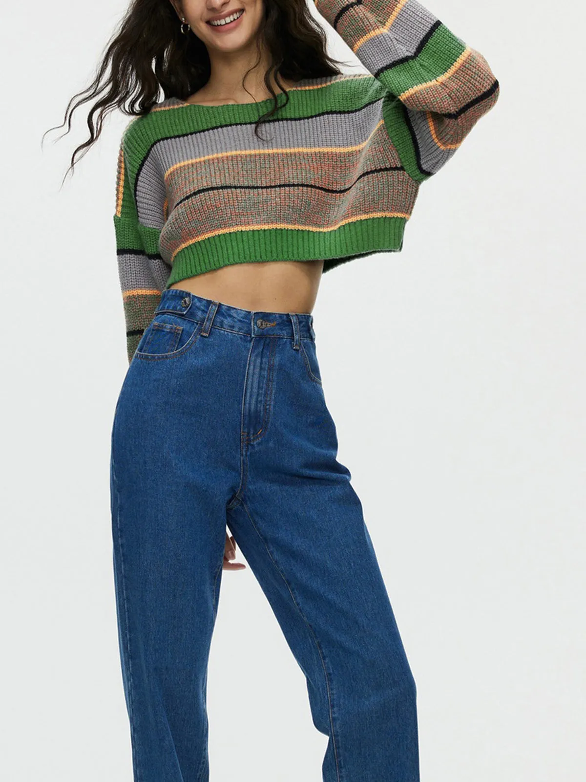 Indie Aesthetics Graceful Stripe Crop Sweater