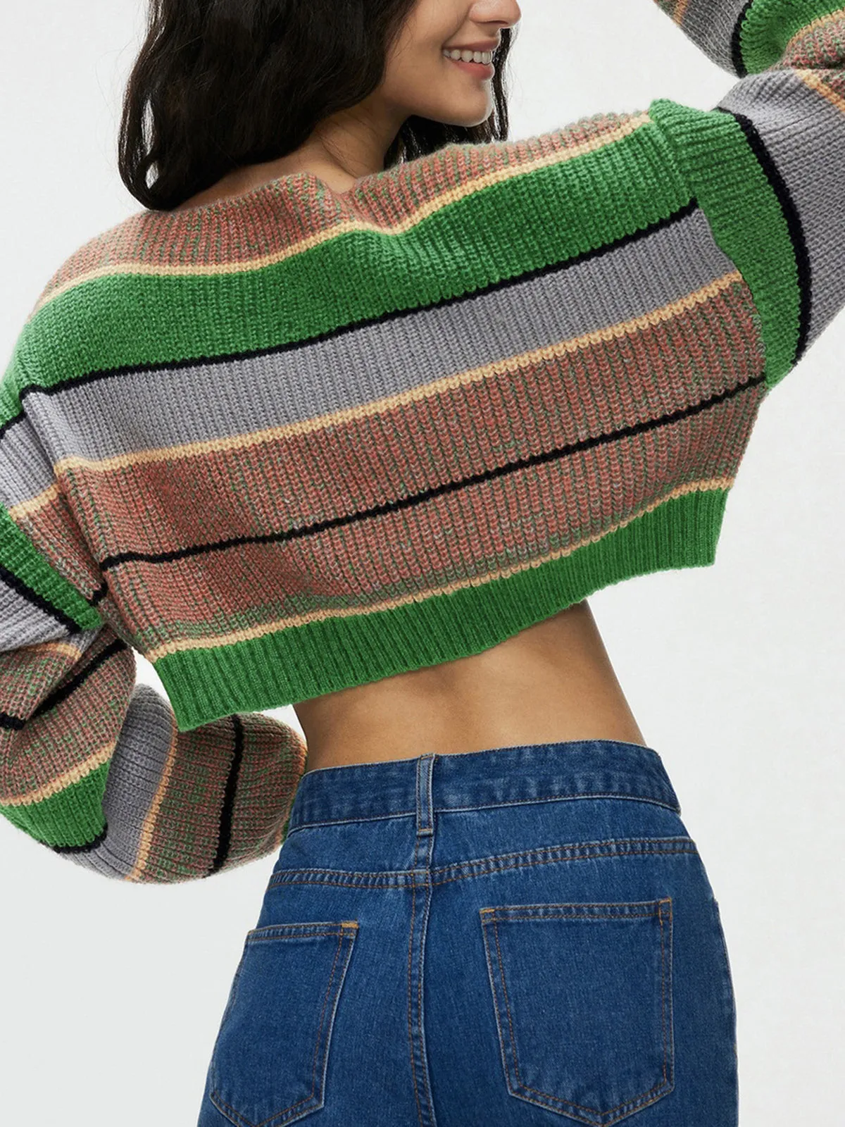 Indie Aesthetics Graceful Stripe Crop Sweater