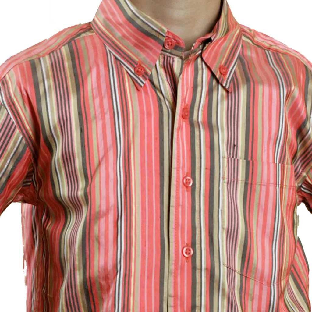 Jaipur Boys Salmon Stripe Silk Party Shirt