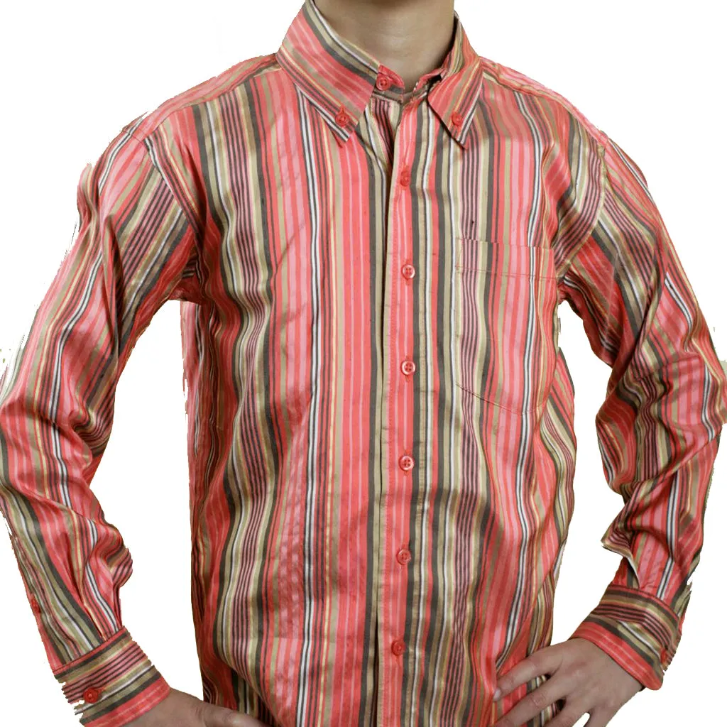 Jaipur Boys Salmon Stripe Silk Party Shirt