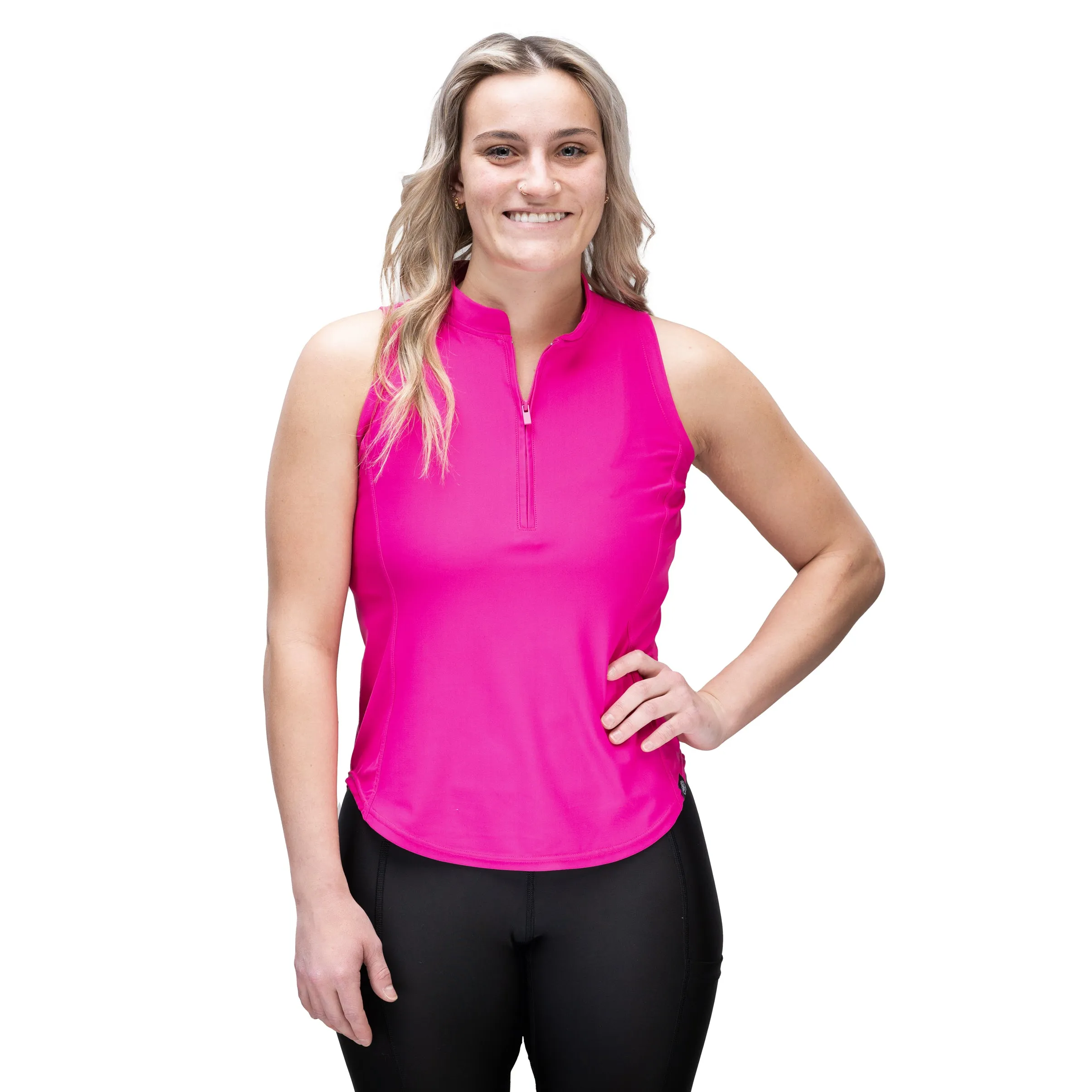 Joan Fitted Athletic Grooming Top Fuchsia