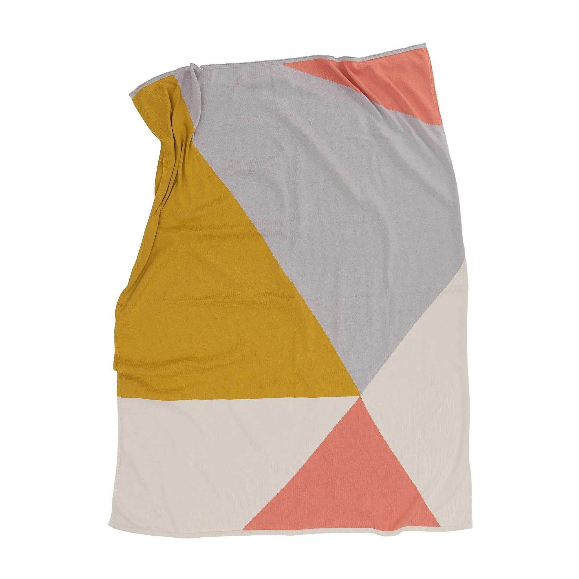 Kabral Cotton Blanket [Bright mustard/Silver grey/Light papaya]