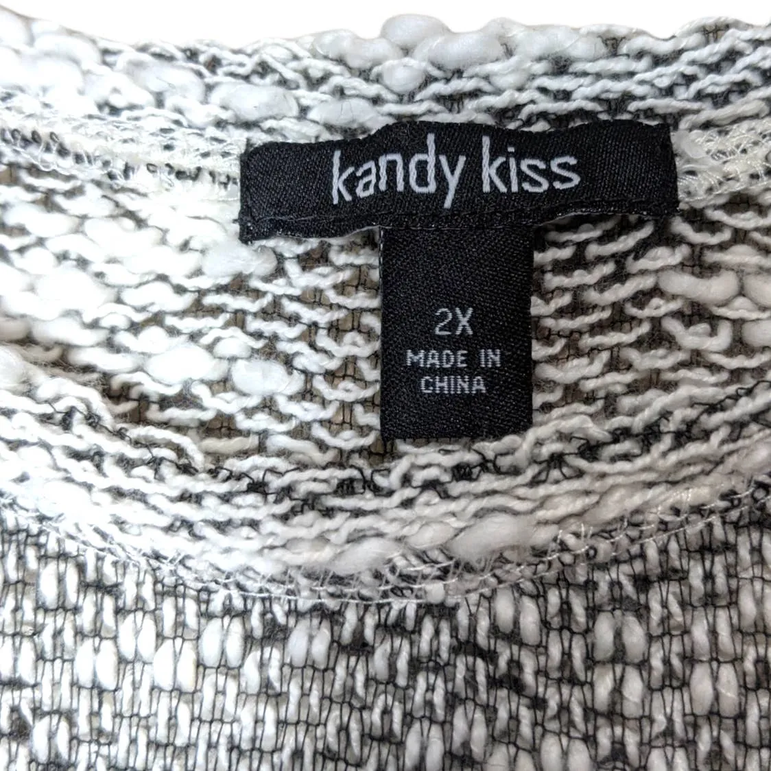 KANDY KISS Black White Studded Space Dye Style Sweater 2X NEW