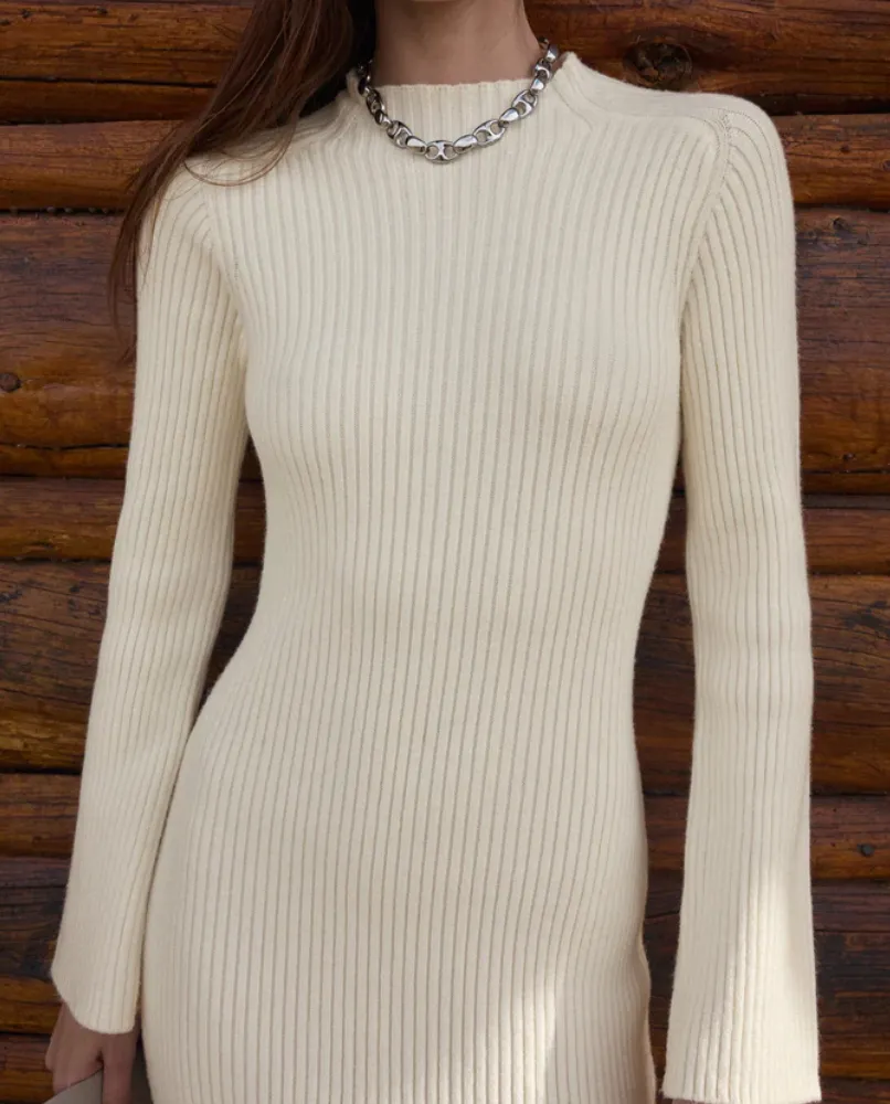 KASS MOCK NECK SWEATER MIDI DRESS