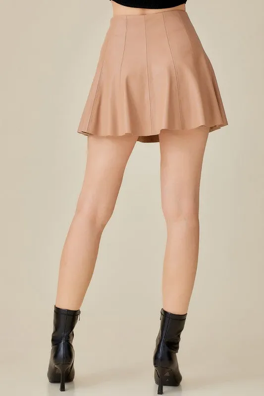 Kennedi Side Flare Leather Skort