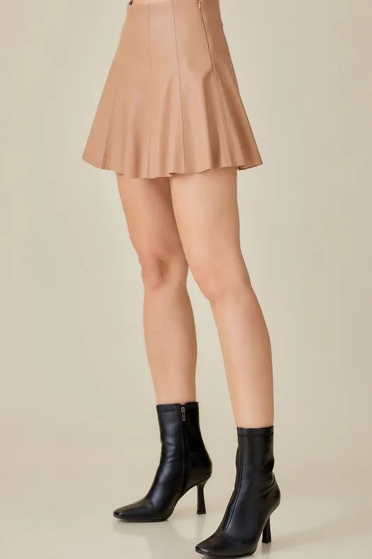 Kennedi Side Flare Leather Skort