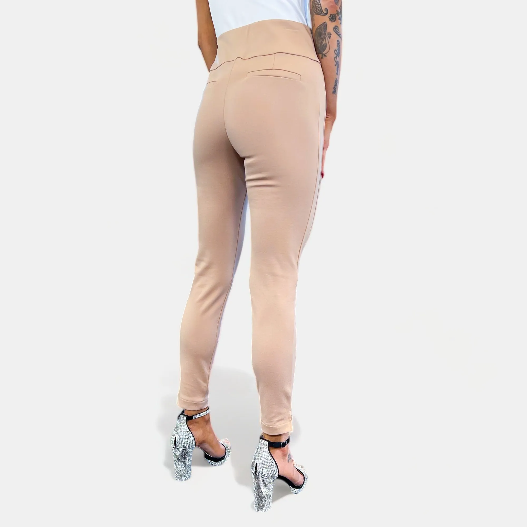 Khaki High Waisted Skinny Crop Pants [NO RETURNS]