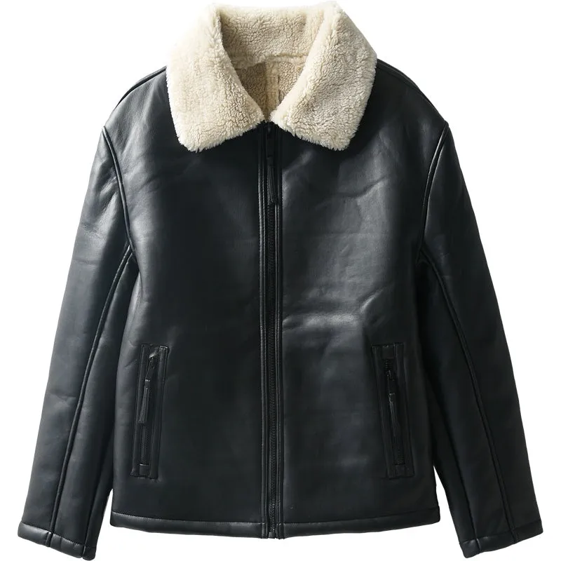 Lamb Cashmere Thickened Faux Fur One Piece Jacket