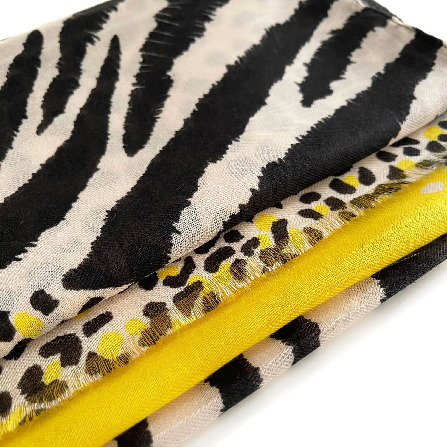 LARGE YELLOW TIGER AND LEOPARD PRINT SHAWL SCARF