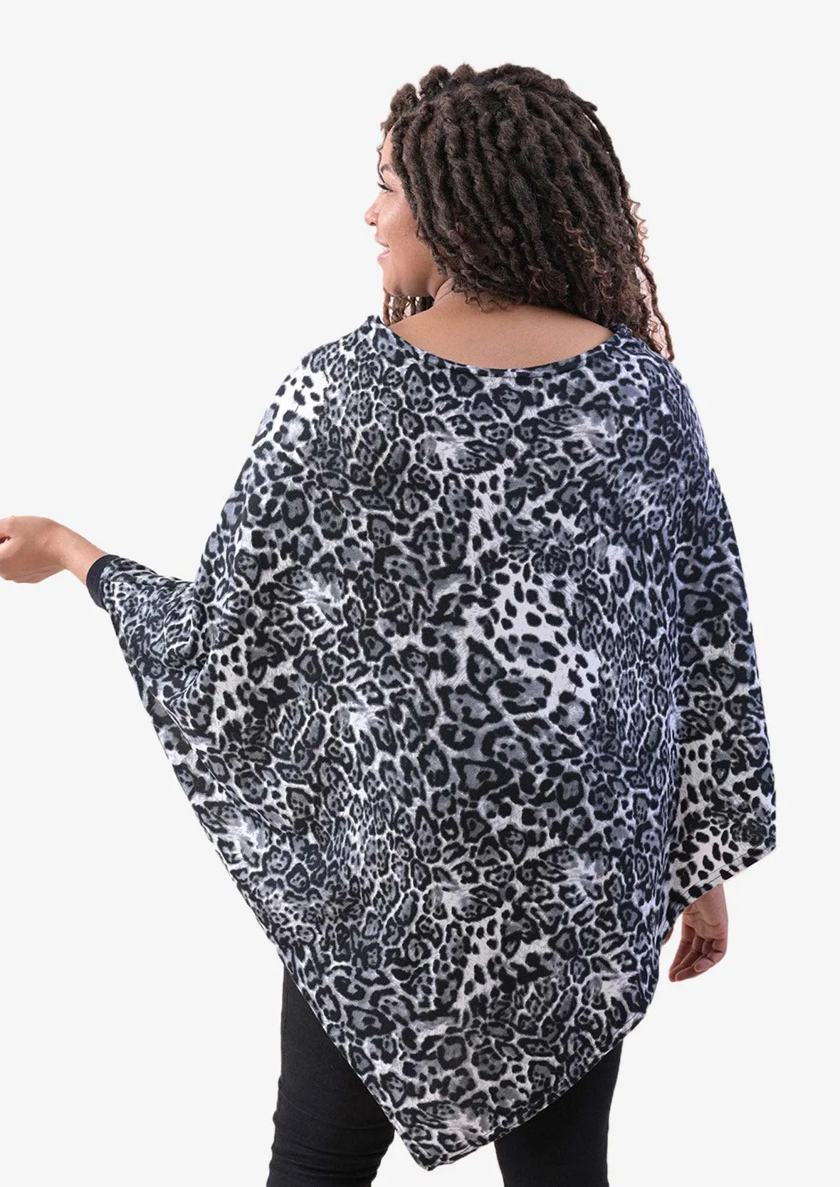 Leopard Printed Velvet Poncho