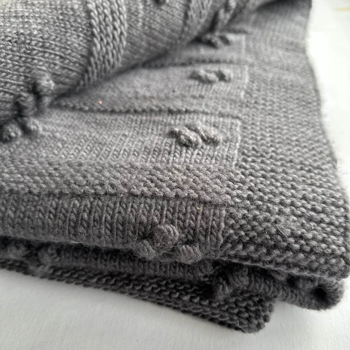 Light Grey Merino Popcorn Blanket