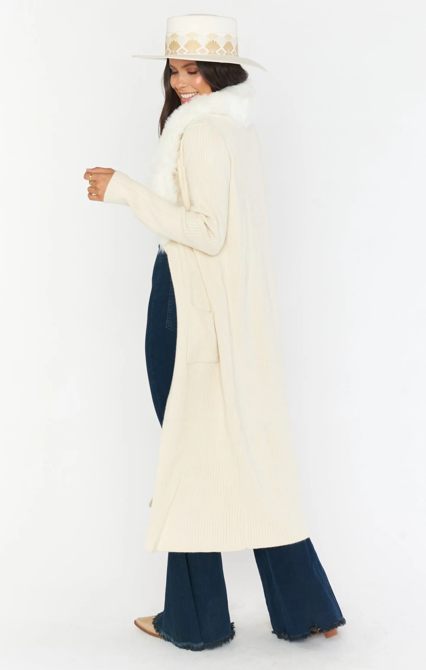 Lombardi Long Cardi ~ Snowy White Knit