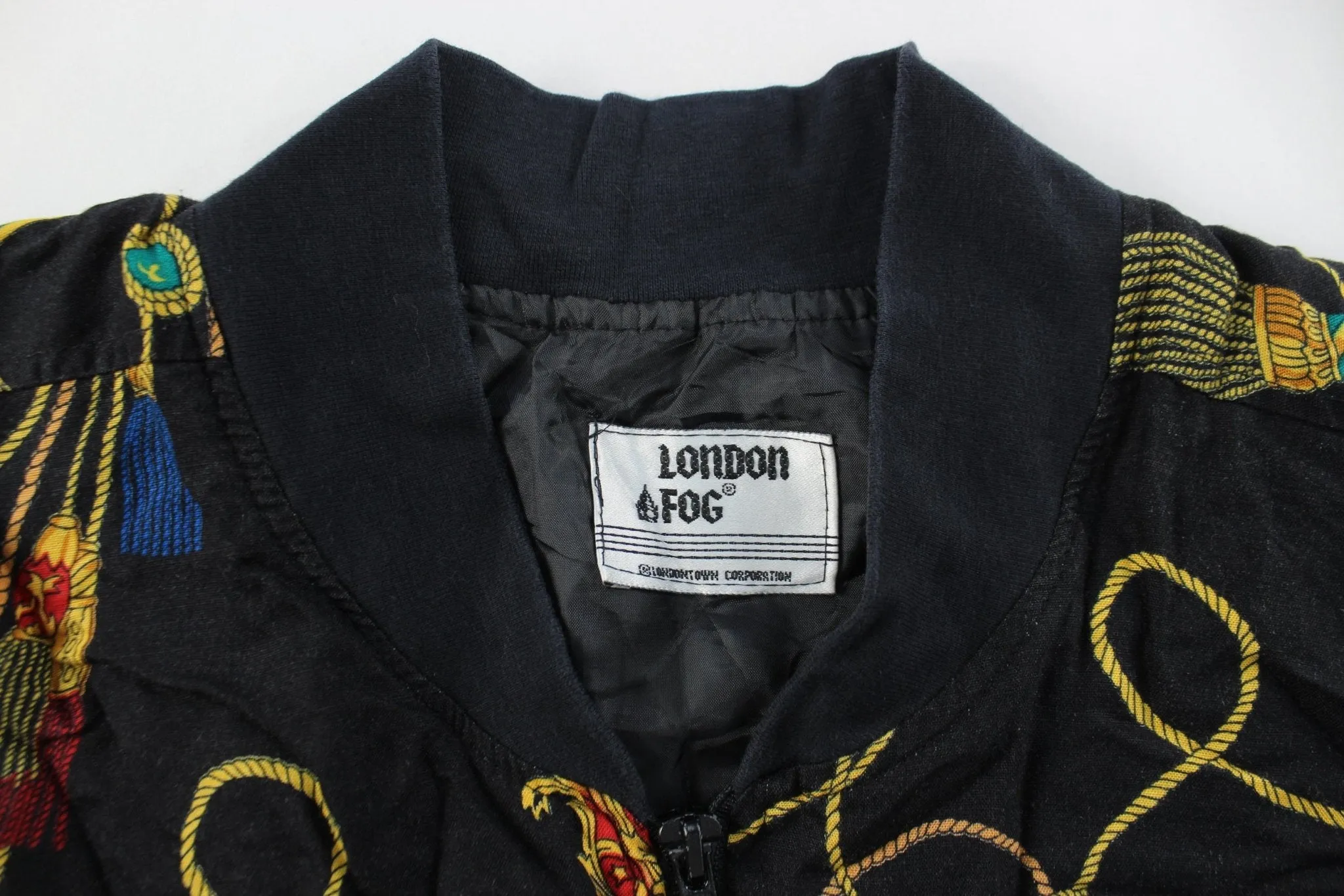 London Fog Versace Style Zip Up Bomber Jacket