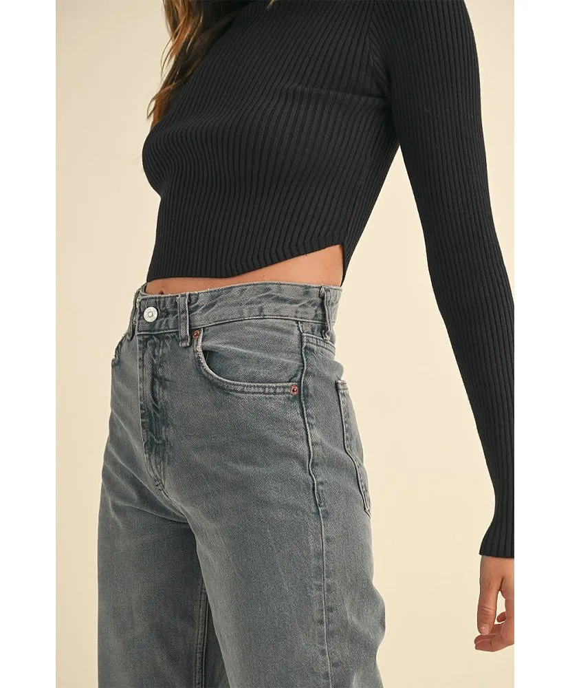 Mae Mock Neck Crop Sweater