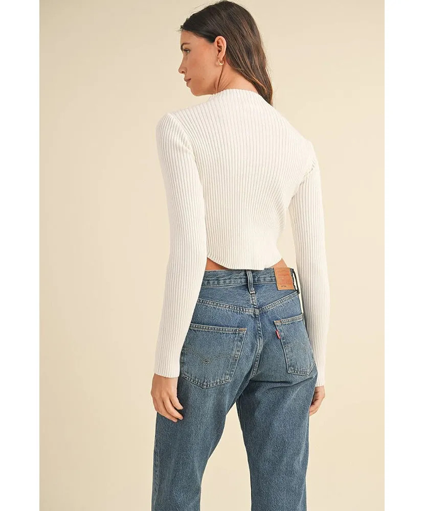 Mae Mock Neck Crop Sweater