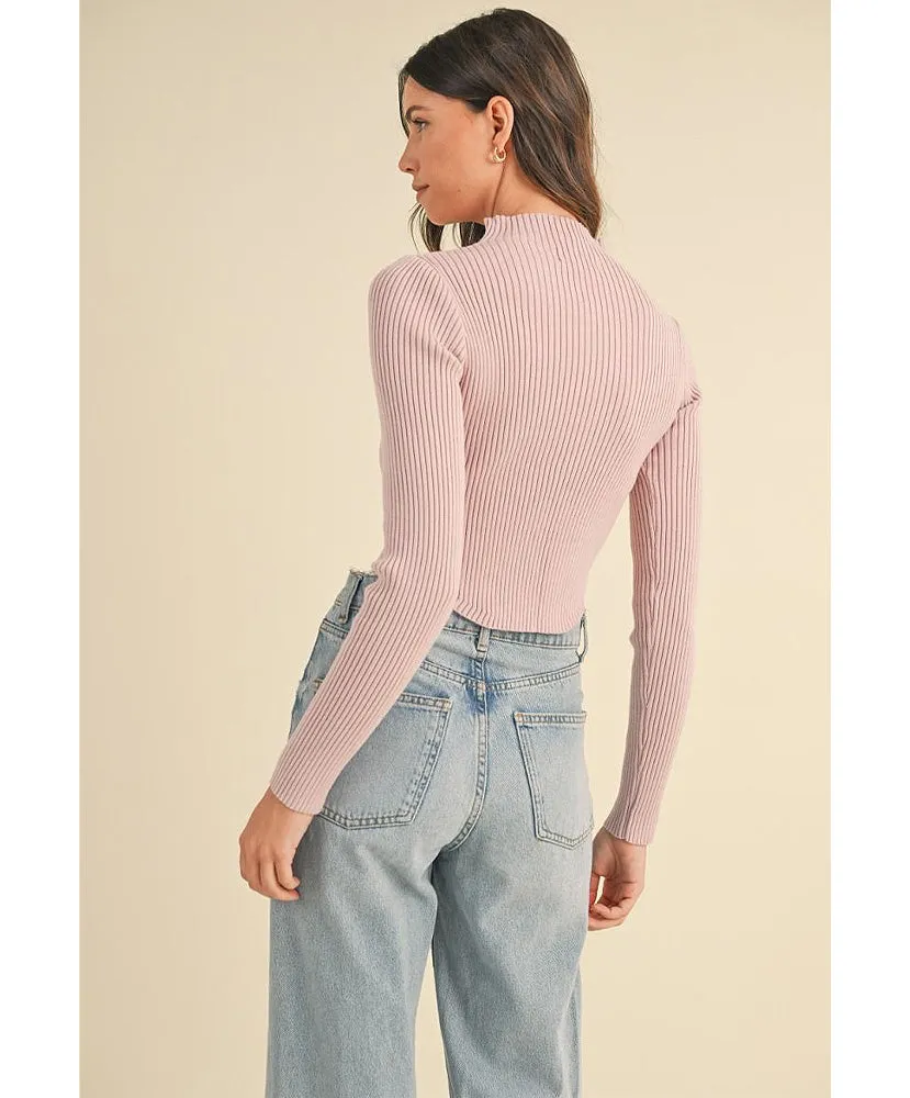 Mae Mock Neck Crop Sweater