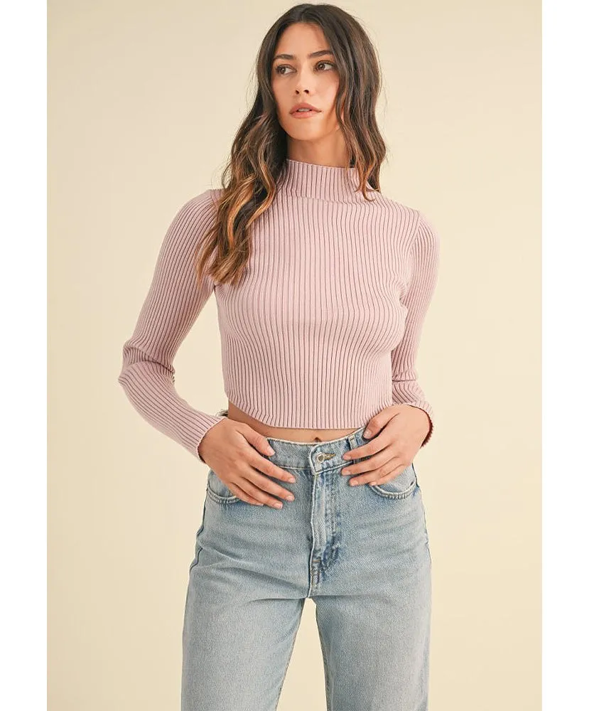 Mae Mock Neck Crop Sweater