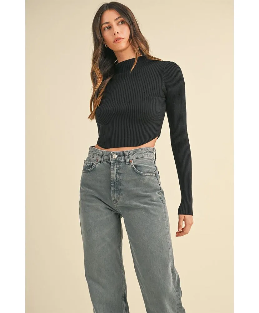 Mae Mock Neck Crop Sweater