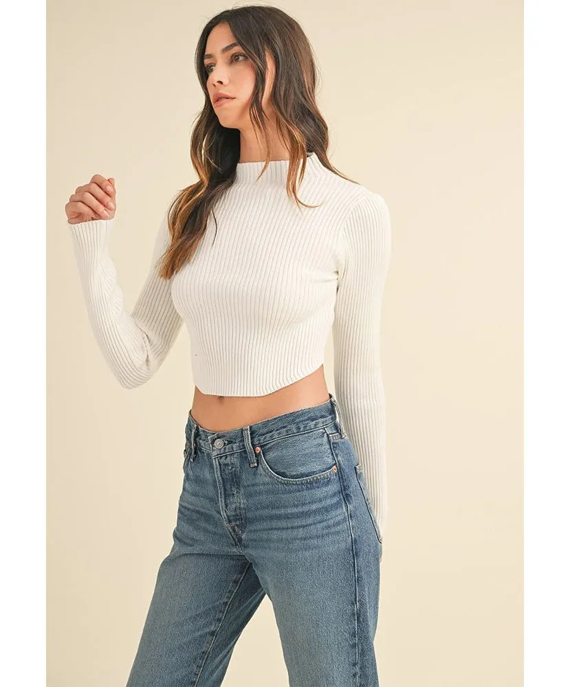 Mae Mock Neck Crop Sweater